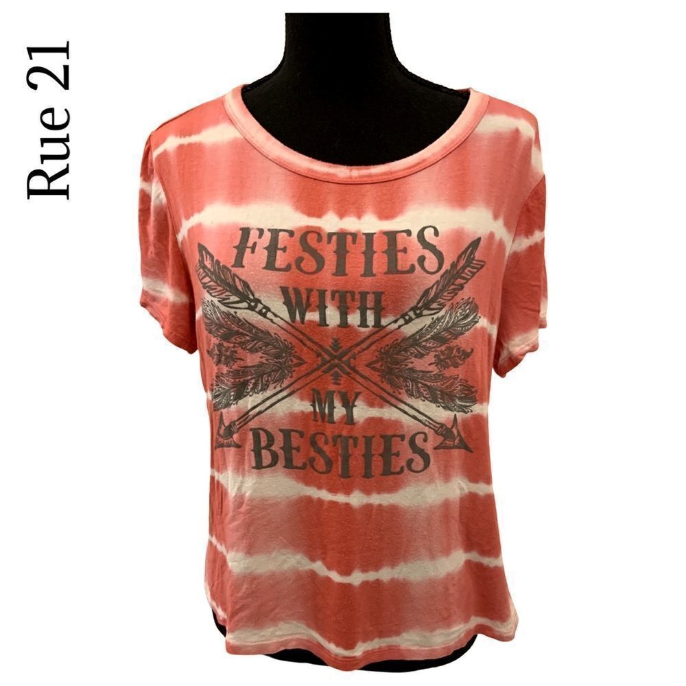 Rue21 red and white tie dye soft festival graphic tee size medium